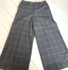 グレー系チェック柄 ワイドパンツ サイズ2