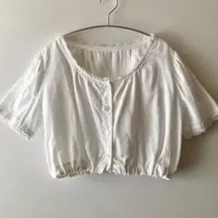 euro vintage クロッブド ブラウス ホワイトのサムネイル