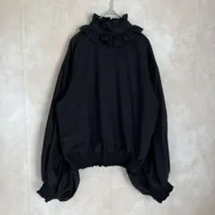 【美品】GRL グレイル フリルブラウス バルーンスリーブ M ブラック