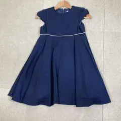 美品 タルティーヌエショコラ フォーマルワンピース 140 濃紺 日本製 ウール