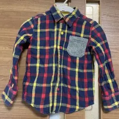 110㎝　リバーシブル 長袖シャツ チェック ストライプ　綿100%