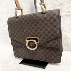 セリーヌ ハンドバッグ マカダム ロゴ金具 ガンチーニ トップハンドル 大容量