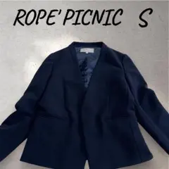 極美品❤️ROPE PICNIC ネイビーノーカラージャケット 36