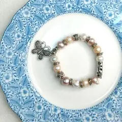 淡水パール❣️ブレスレット バロックパール アンティーク 個性的 蝶