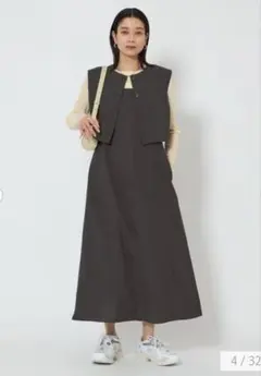 新品 OWAUNO 完売品 ジャンパースカート ネイビー ロング Aライン 紺