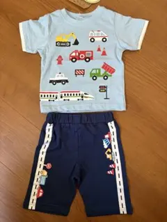 タグ付き新品☆工事現場、車、新幹線 半袖上下セット80cm