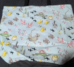 〇超ドでか〇水中の猫と魚柄バケツ型エコバッグ