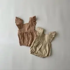 cotton frill apron rompers ベビーロンパース