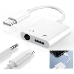 Type-C to 3.5mm 2in1 イヤホンジャック 変換アダプタ
