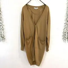UNIQLO ユニクロ　ロングカーディガン キャメル M 洗える　ポケット付き