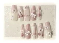 現品 ネイルチップ さくらんぼ ちゅるん フレンチガーリー 量産型 韓国 推し