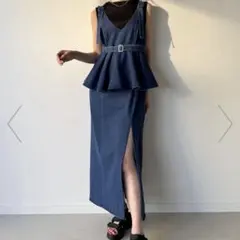 Lumier 襟付きデニムオールインワン ダークブルー - メルカリ