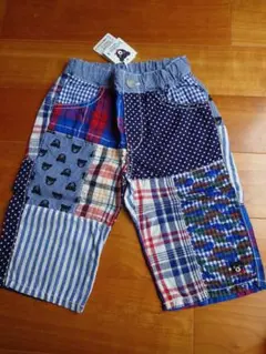 新品タグ付 ミキハウス ダブルB パッチワーク ハーフパンツ 110