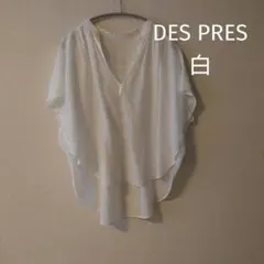 DES PRES デプレ白シアーギャザーブラウスシャツトップス日本製のサムネイル