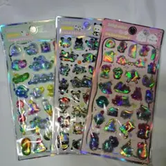 キラキラ☆立体ぷっくりシール 3枚セット