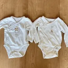 H&Mくまのプーさん前開き長袖ロンパース2枚保育園68コットン綿100ディズニー