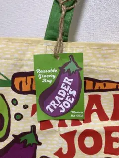 【未使用・USA製】タグ付トレーダージョーズ エコバッグ 野菜フルーツ柄 トート