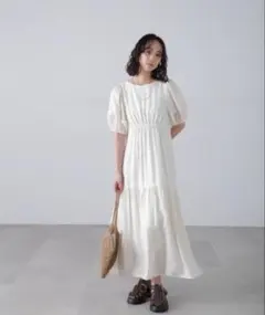 COCO DEAL コットン楊柳ティアード半袖ワンピース/ネイビー - メルカリ