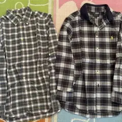 ラルフローレン長袖シャツ M ネイビー・グリーンチェック150.160