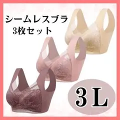 ナイトブラ シームレスブラ 3L ノンワイヤー 大きいサイズ 美胸 着痩せ 3枚