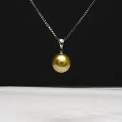 K18 本真珠 ゴールデンパールネックレス 一粒 45cm シンプル 茶金