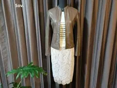 極美品☆ソブ ダブスタ☆薄手フェイクレザースタンドカラージップジャケット36茶