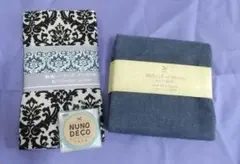 綿麻シーチング ダマスク柄と帆布ヴィンテージウォッシュカットクロスセット