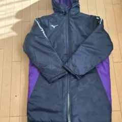Mizuno フード付きベンチコート ネイビー/パープル