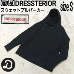 【極美品】DRESSTERIOR スウェットプルパーカー 刺繍ロゴ ブラック