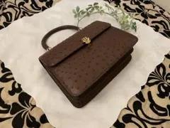 【未使用・美品♪】オーストリッチ ハンドバッグ 茶色 JRA認証あり