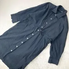 ユニクロ U ドローストリングシャツワンピース ダークグレー Ｌ 長袖