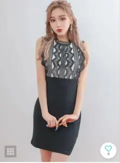 【Tika】キャバドレス M ブラック×アイボリー タイト