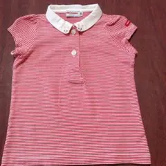 MIKI HOUSE 赤白ストライプ ポロシャツ 80