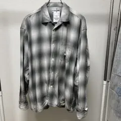 CAHLUMN オンブレチェック開襟シャツ L グレー 美品