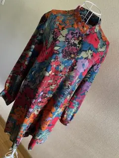 フラワープリント ロングコートワンピース