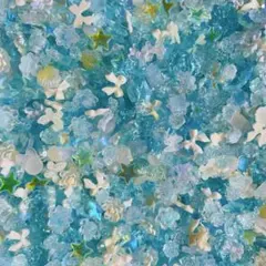 【50個】ブルー素材mix　クリア　ネイルパーツ　デコパーツ まとめ売り　量産