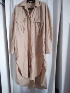 ZARA ベージュ 長袖シャツワンピース