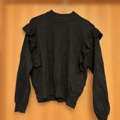 Te chichi フリル 黒 長袖ニット