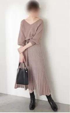 ★最終値下げ★人気商品★大特価★配色ニット プリーツワンピース