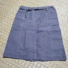 グレー　デニムスカート ベルト付き