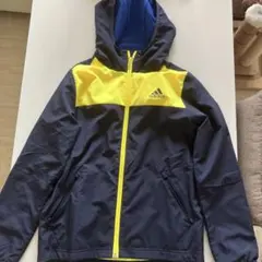 adidas フード付きジャケット ネイビー/イエロー