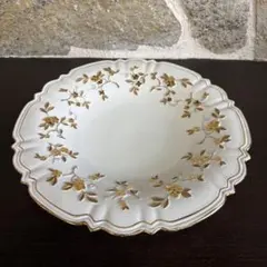 マイセンMeissen フラワー金彩プレート メッシュ透かしレース花柄 21cm