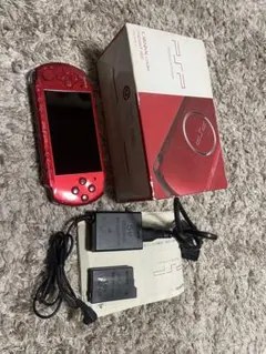 PSP 3000 本体 レッド ACアダプター付き (壊れたバッテリー)