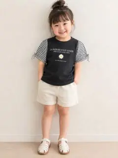 半袖 トップス 90cm ギンガムチェック デイジー