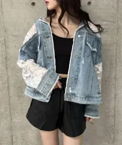 デニムレースオーバーサイズジャケット