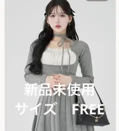 darichネックリボンデザインフレアニットミニワンピース