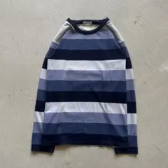90s agnes b. border l/s ボーダー ロンt 青 白