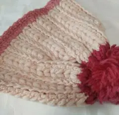 ハンドメイド キッズ用ニット帽子 ピンク