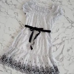 レストローズ　ワンピース　ドット柄　刺繍　レディース