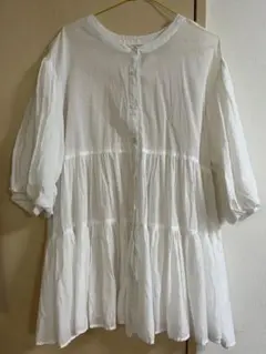 classicalelf オフホワイト　シアーシャツ　綿